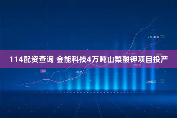 114配资查询 金能科技4万吨山梨酸钾项目投产
