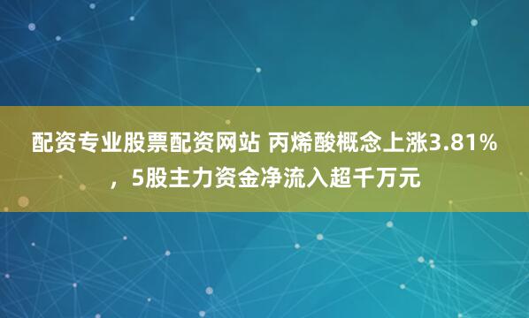 配资专业股票配资网站 丙烯酸概念上涨3.81%，5股主力资金净流入超千万元
